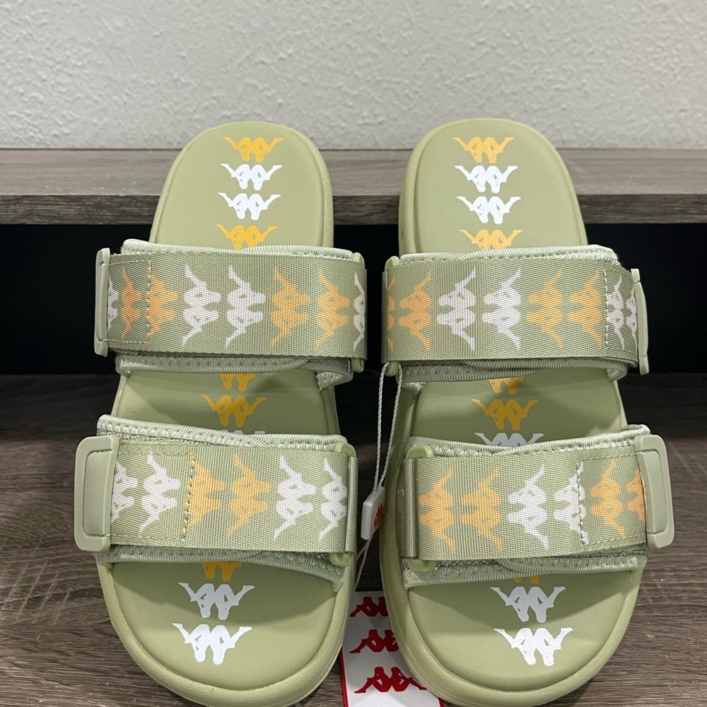 Kappa 222 Banda Aster 4 Sandals Slides Unisex Men’s Green Sage White NWT - Picture 3 of 10